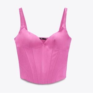 Zara Pink Structured Bustier Tank Top